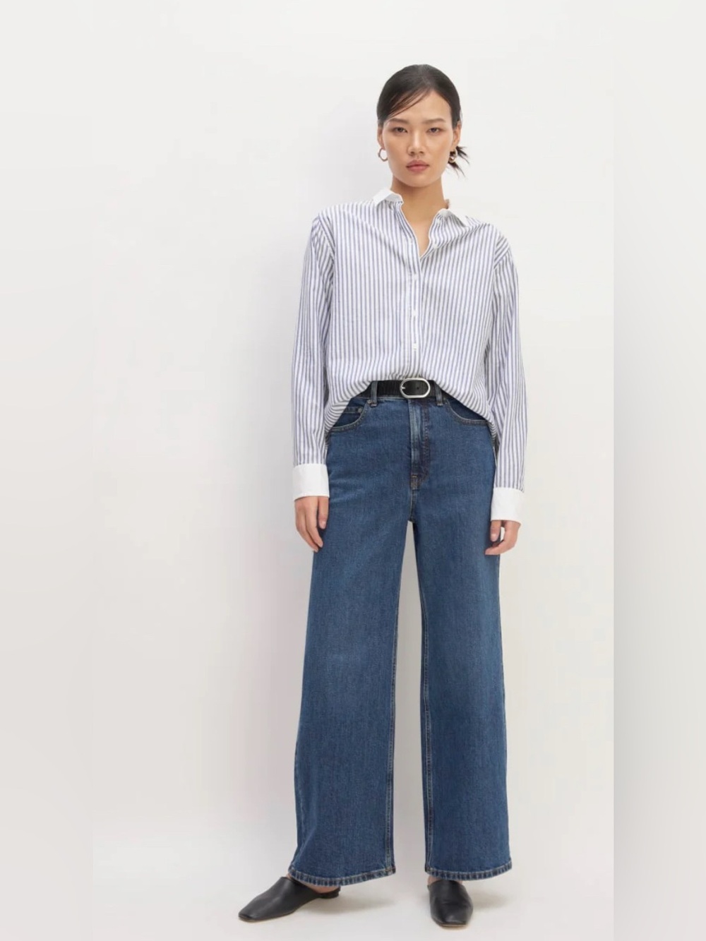 New Everlane THE MUST-HAVE SHIRT IN SILKY COTTON in Mariner Blue/ White Size 0 - Picture 14 of 14